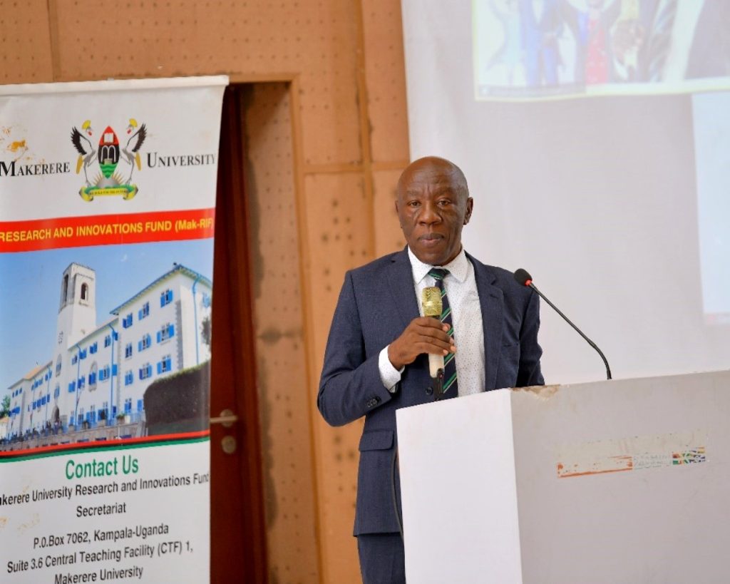 The DVCFA Prof. Alinaitwe giving closing remarks. Gender Mainstreaming Directorate (GMD), School of Women and Gender Studies (SWGS), CHUSS workshop for women leaders under Mak-RIF project titled; Enhancing Women’s Participation and Visibility in Leadership and decision-making organs of Public Universities in Uganda through Action Research, 13th June 2024, theme: ‘Nurturing women in University leadership through mentorship and experience sharing’, Yusuf Lule Central Teaching Facility Auditorium, Makerere University, Kampala Uganda, East Africa.