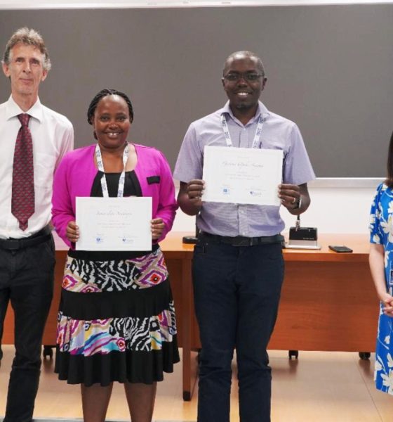 Dr. Godwin Anywar (2nd Right) displays his certificate after attending the Science Diplomacy Course in Trieste, Italy, from June 17 to 21, 2024. Photo: CARTA.