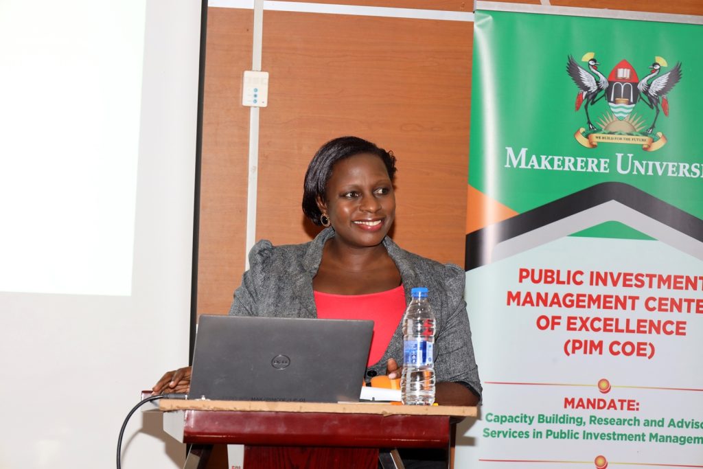 Ms. Getrude Basiima from the Ministry of Finance, Planning and Economic Development, the funding agency for this training program. Public Investment Management Centre of Excellence (PIM CoE), College of Business and Management Sciences (CoBAMS), Makerere University, Kampala Uganda, East Africa five-day intensive training program for over 30 public officers from various government agencies, Jinja, 1st-5th July 2024.