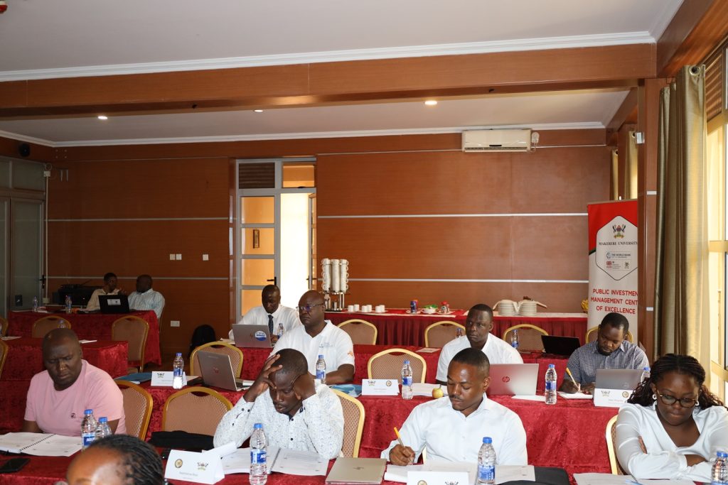 Some of the participants taking part in the five-day training. Public Investment Management Centre of Excellence (PIM CoE), College of Business and Management Sciences (CoBAMS), Makerere University, Kampala Uganda, East Africa five-day intensive training program for over 30 public officers from various government agencies, Jinja, 1st-5th July 2024.