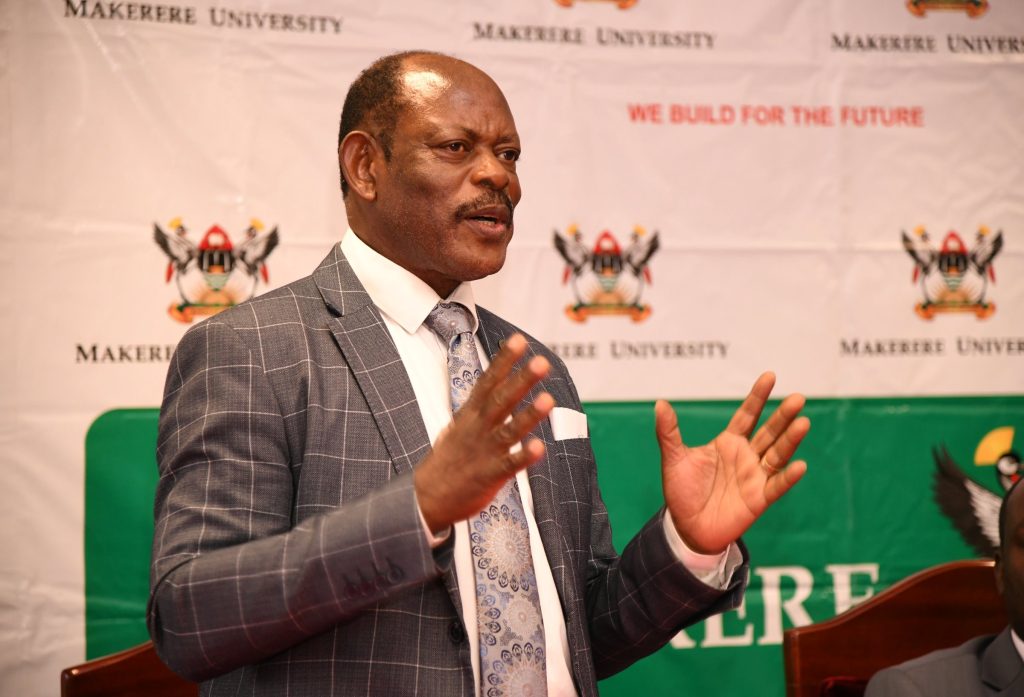 Prof. Barnabas Nawangwe makes his remarks.  Makerere University Financial Management System launch by Chairperson, Finance, Planning, Administration and Investment Committee (FPAIC) of Council, Mr. Bruce Kabaasa, 10th July 2024, Council Room, Frank Kalimuzo Central Teaching Facility, Kampala Uganda, East Africa.