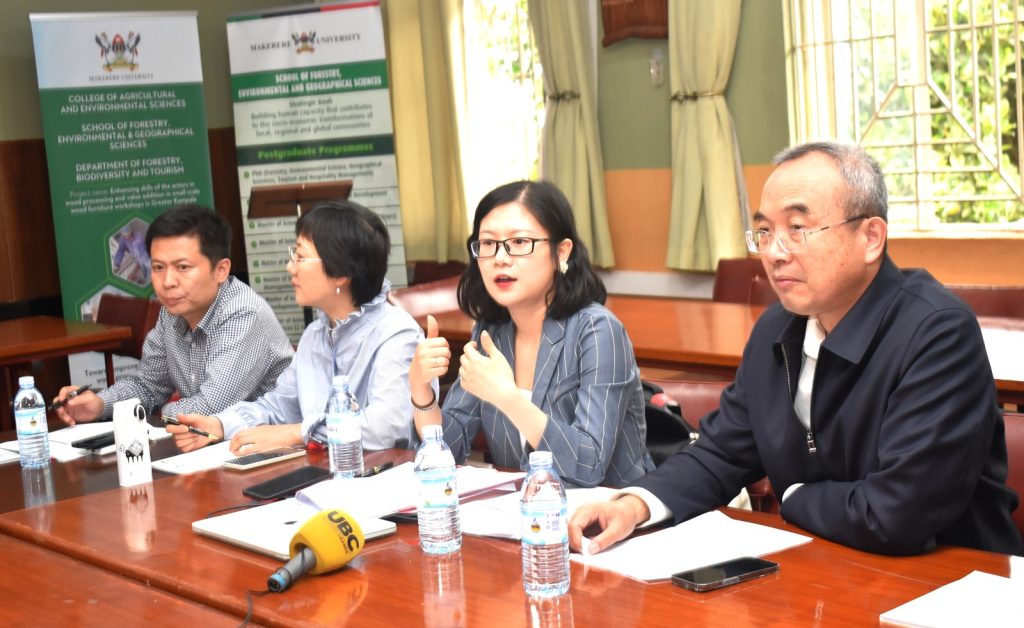 The NUIST delegation during the MoU signing ceremony at Makerere. Makerere University-Nanjing University of Information Science and Technology (NUIST) MoU Signing to formalize collaboration in teaching and learning, research and publication, technology transfer, and resource mobilization, 12th July 2024, School of Forestry, Environmental, and Geographical Sciences (SFEGS) Board Room, College of Agricultural and Environmental Sciences (CAES), Kampala Uganda, East Africa.