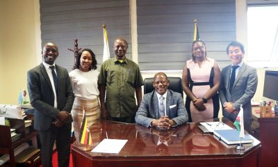 The Vice Chancellor, Prof. Barnabas Nawangwe (Seated) with Prof. Peter Baguma (3rd Left) and the delegation from Ashinaga Uganda during the meeting on 23rd July 2024 at Makerere University. Kampala Uganda, East Africa.