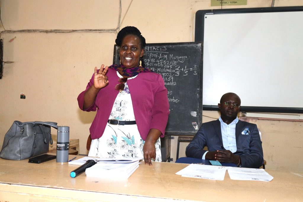 Ms. Joanna Kayaga and Dr. Muhammad Kiggundu Musoke. College of Education and External Studies (CEES), Senior 6 students from Mbogo High School Career Guidance Session, August 2024, School of Education, Makerere University, Kampala Uganda, East Africa.