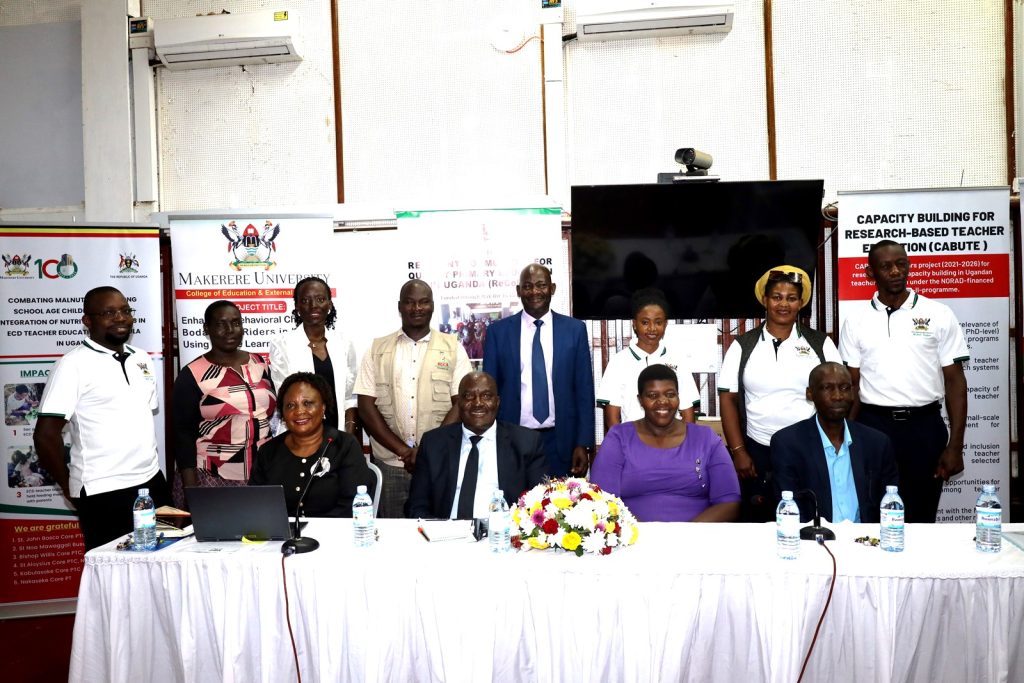 Project Team Members pose for a group photo with officials. Launch of the Mindset Change and Socio-economic Transformation from the People’s World (MiSeT) project, School of Distance and Lifelong Learning, College of Education and External Studies (CEES), Makerere University, Kampala Uganda, East Africa, 27th August 2024, AVU Conference Room.