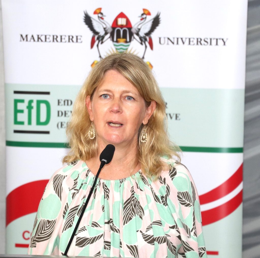 Ambassador Maria Håkansson closing the function at Sheraton Hotel. EfD Uganda, Makerere University, Kampala Uganda, East Africa graduation of Third Cohort of the Inclusive Green Economy (IGE) Capacity Building Program Fellows, 7th August 2024, Kampala Sheraton Hotel.