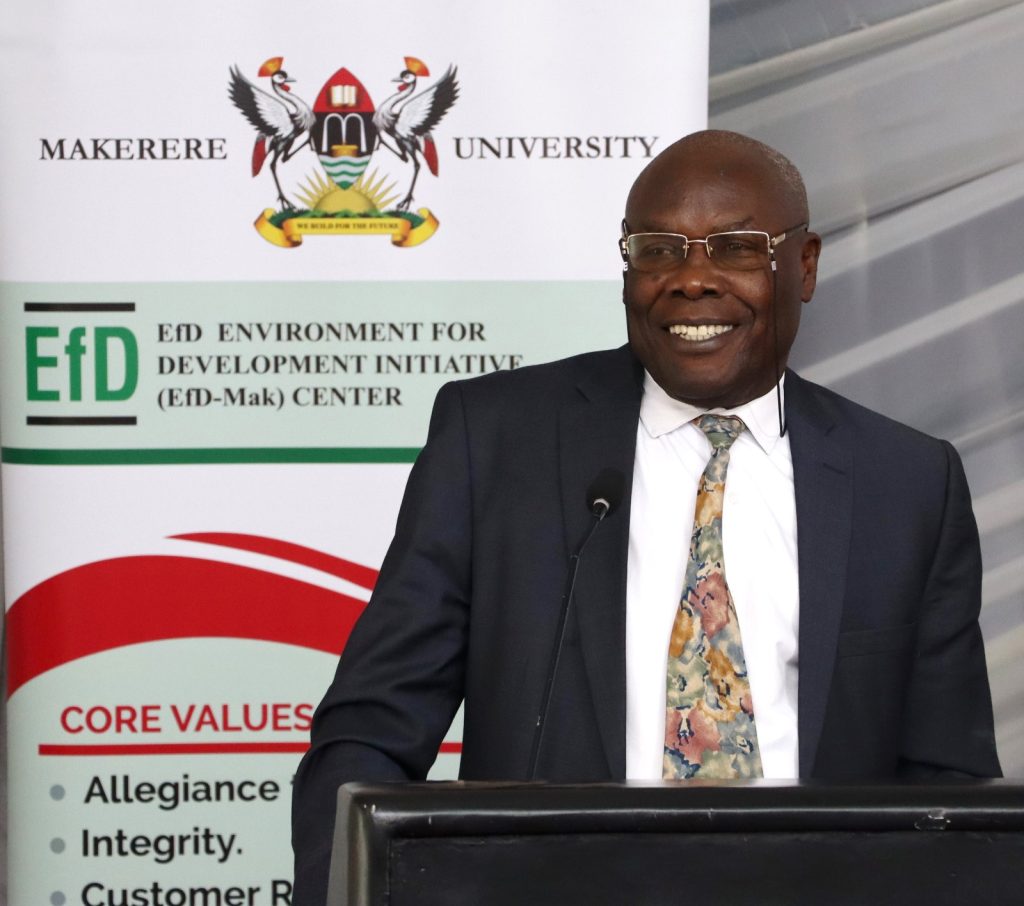 Minister of State for Energy Hon. Okaasai Opolot Sidronius speaking during the ceremony. EfD Uganda, Makerere University, Kampala Uganda, East Africa graduation of Third Cohort of the Inclusive Green Economy (IGE) Capacity Building Program Fellows, 7th August 2024, Kampala Sheraton Hotel.