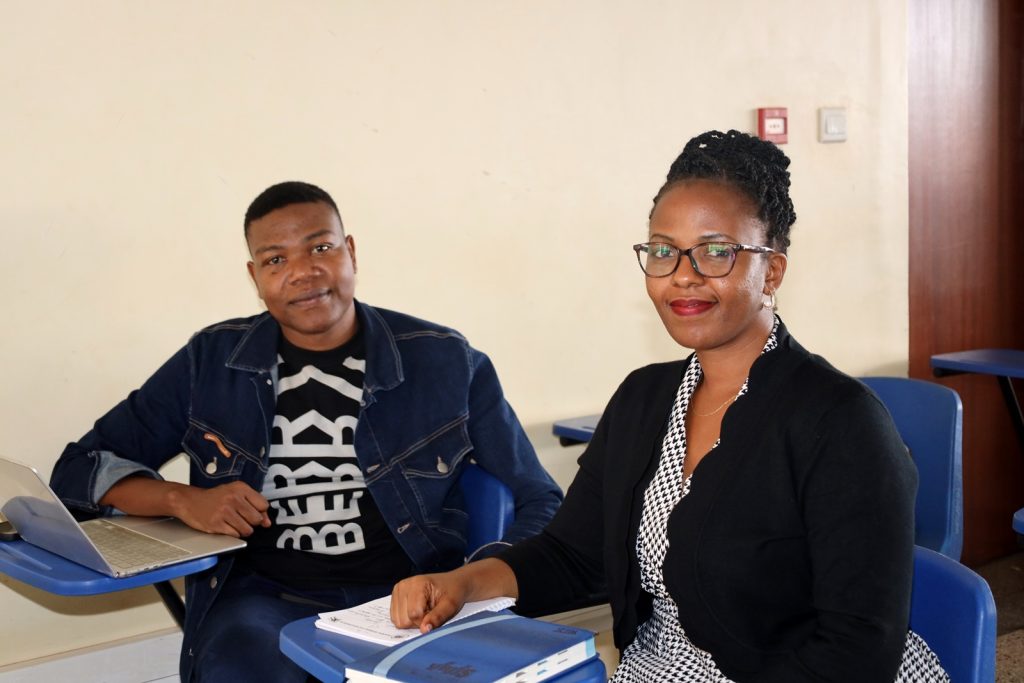 Dr. Allen Kabagenyi from the School of Statistics and Planning (Right). College of Business and Management Sciences(CoBAMS), Senior 6 students from Mbogo High School Career Guidance Session, August 2024, Yusuf Lule Central Teaching Facility, Makerere University, Kampala Uganda, East Africa.