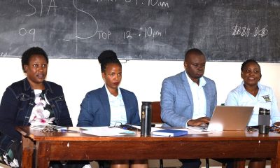 Left to Right: Dr. Peninah Agaba, Dr. Allen Kabagenyi, Dr. Stephen Wandera and Dr. Patricia Ndugga at the Freshers Orientation. School of Statistics and Planning, College of Business and Management Sciences (CoBAMS), Makerere University, Kampala Uganda, East Africa, Freshers Orientation 12th August 2024.