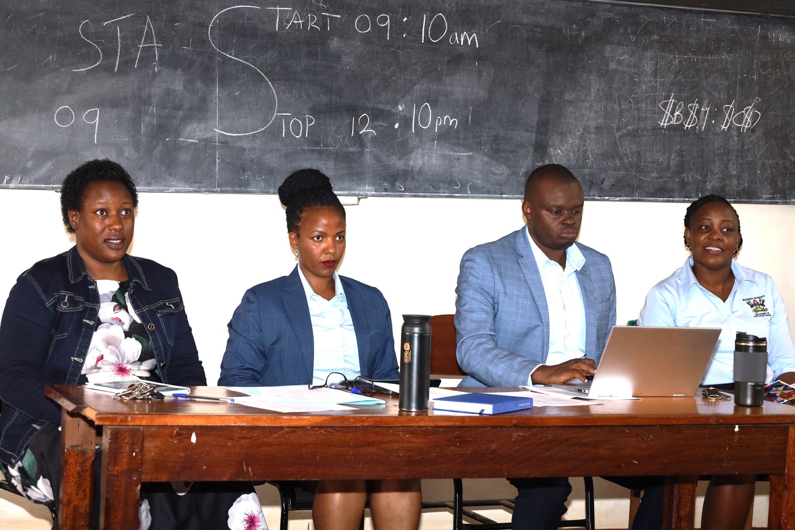 Left to Right: Dr. Peninah Agaba, Dr. Allen Kabagenyi, Dr. Stephen Wandera and Dr. Patricia Ndugga at the Freshers Orientation. School of Statistics and Planning, College of Business and Management Sciences (CoBAMS), Makerere University, Kampala Uganda, East Africa, Freshers Orientation 12th August 2024.