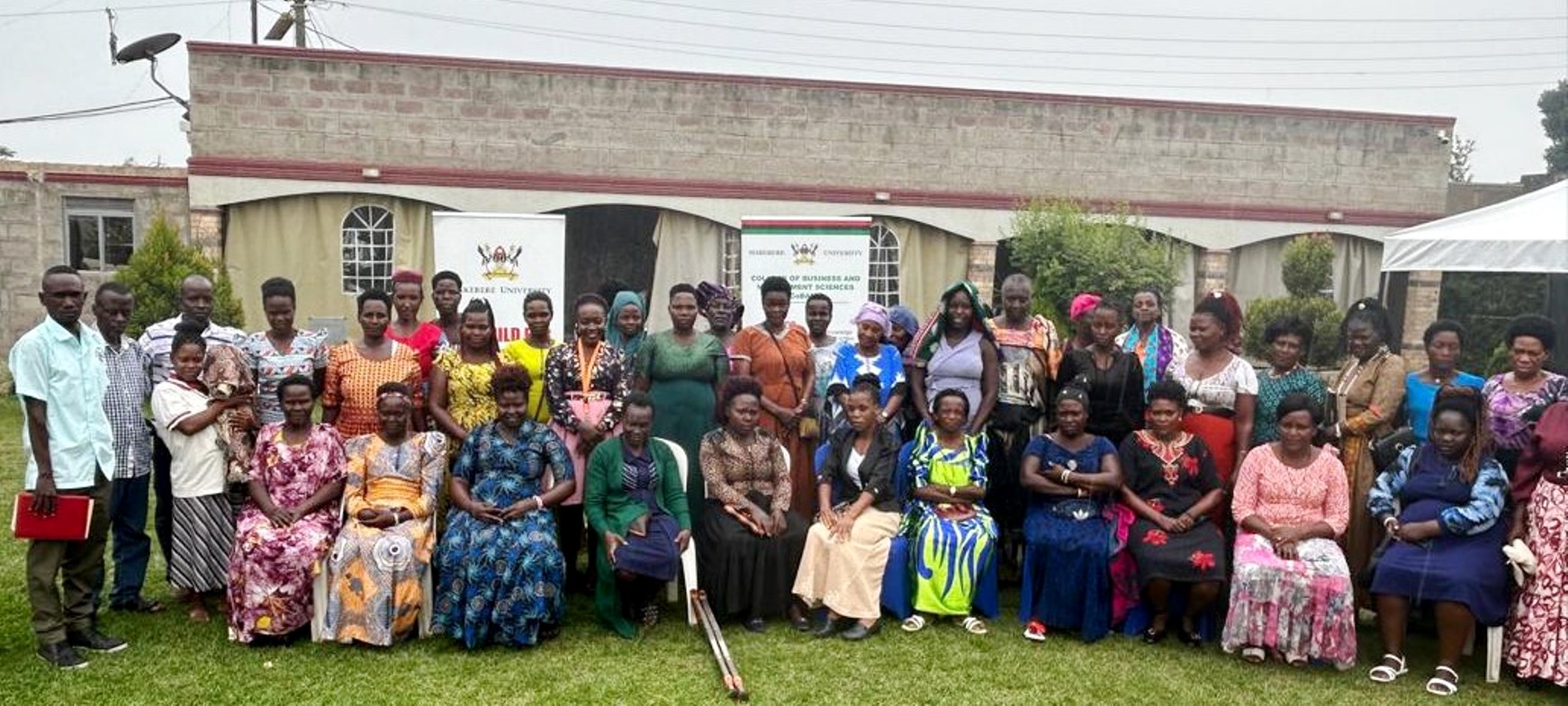 Participants pose for a group photos. Dr. Hellen Namawejje, Department of Statistical Methods and Actuarial Sciences, College of Business and Management Sciences (CoBAMS), Makerere University, Kampala Uganda, East Africa, Financial Awareness and Literacy Leadership (FAAL) project, empowering rural women with the knowledge and skills needed to achieve financial independence, research dissemination, 31st July 2024, Luweero District, Uganda, East Africa.