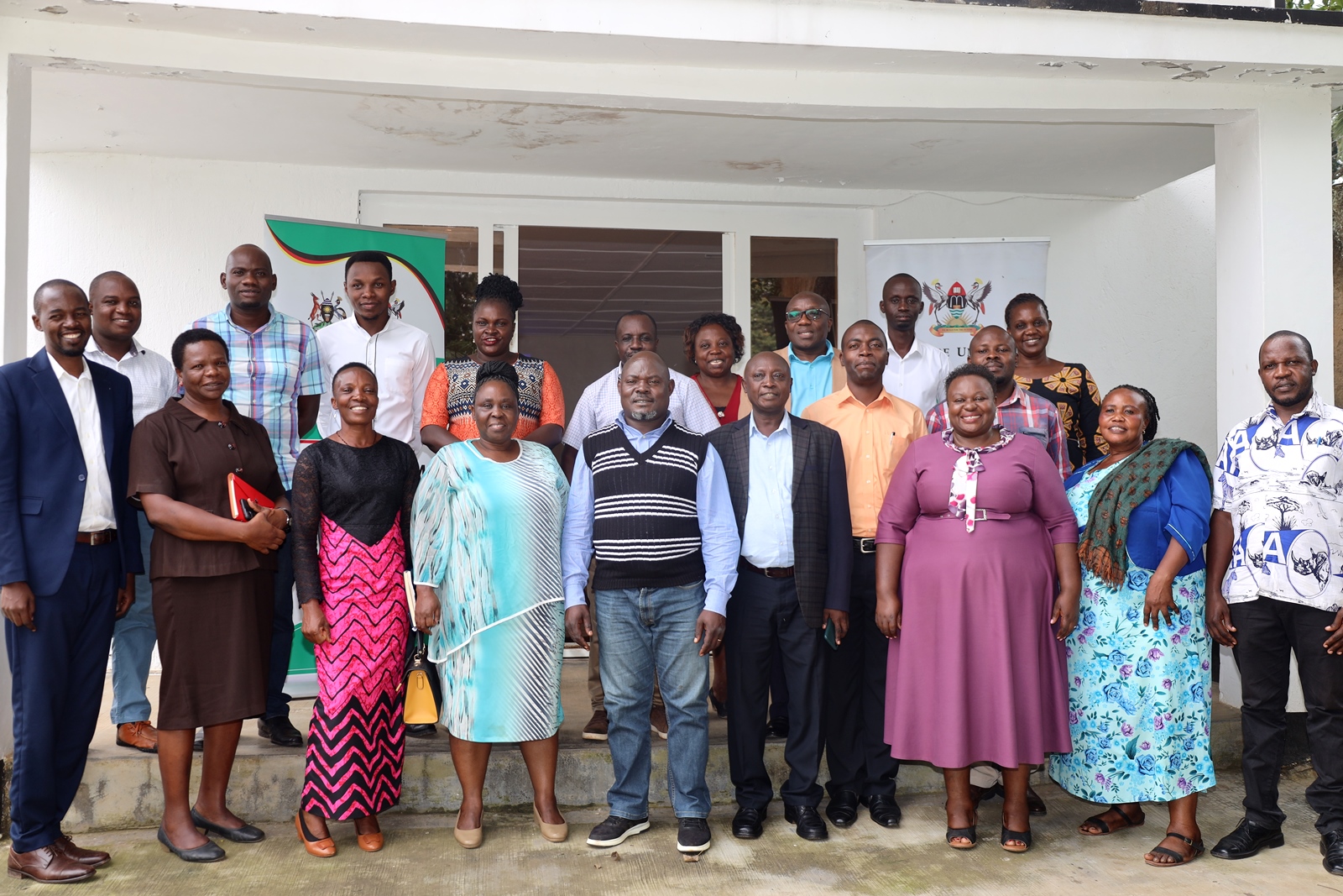 A group photo of district officials from Mbale and the research team. School of Business, College of Business and Management Sciences (CoBAMS), Makerere University, Kampala, Uganda, East Africa partnership with United Nations Capital Development Fund (UNCDF) to undertake a study on “Enabling new Cites to Access Private Capital for Local Investments.” for Arua and Mbale Cities, research dissemination, 1st August 2024, Mbale City. Research Team Lead: Dr. Yusuf Kiwala.