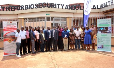 A group photo of participants during the Cyberbiosecurity Workshop on 16th August, 2024 at the Centre for Biosecurity and Global Health, CoVAB, Makerere University. Makerere University and Uganda Virus Research Institute Pilot Cyberbiosecurity Project to Safeguard Laboratory Facilities, Workshop, 16th August 2024, Centre for Biosecurity and Global Health, Kampala Uganda, East Africa.