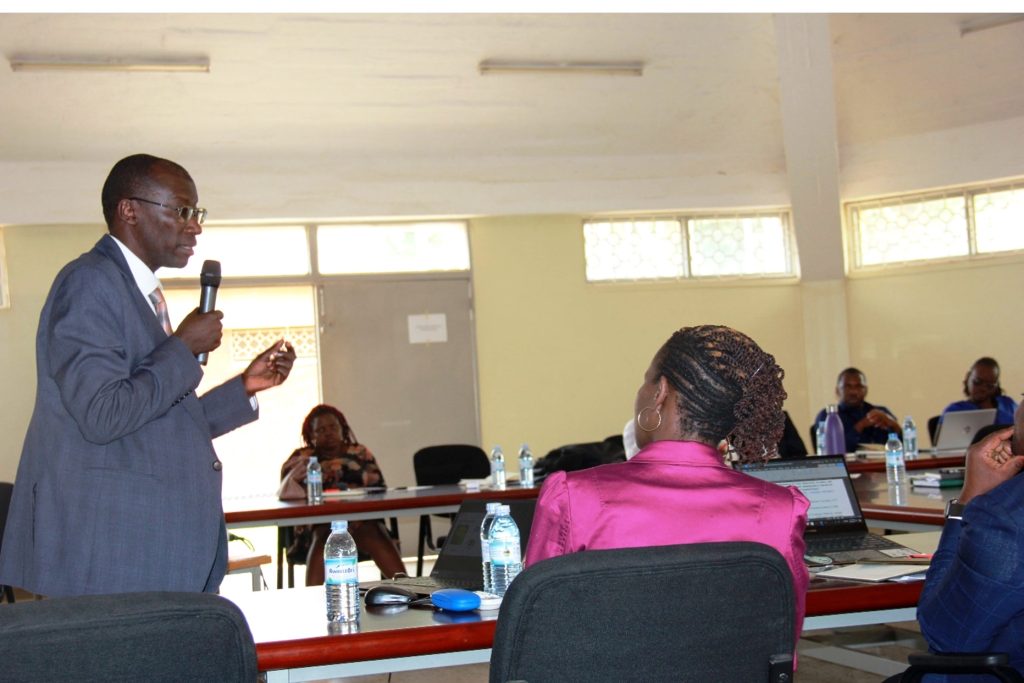 CoVAB Principal Prof. Frank Norbert Mwiine sharing insights on cyberbiosecurity  at the Workshop. Makerere University and Uganda Virus Research Institute Pilot Cyberbiosecurity Project to Safeguard Laboratory Facilities, Workshop, 16th August 2024, Centre for Biosecurity and Global Health, Kampala Uganda, East Africa.