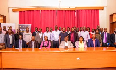 The Director DICTS-Mr. Samuel Mugabi (Seated Right) with members of Management and stakeholders at the ICT Policies Review Workshop on 13th August 2024. Conference Hall, College of Engineering, Design, Art and Technology (CEDAT), Makerere University, Kampala Uganda, East Africa.