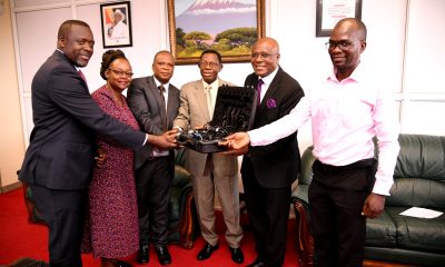 Ag. Vice Chancellor, Prof. Buyinza Mukadasi (3rd R) with Left to Right: Mr. Yusuf Kiranda, Prof. Dorothy Okello, Prof. Moses Musinguzi, Canon Goddy Muhanguzi Muhumuza and another official at the handover of equipment by EACREEE on 14th August 2024. Makerere University on 14th August 2024 received portable lighting test equipment from the East African Centre of Excellence for Renewable Energy and Efficiency (EACREEE), the execution partner of the Energy Efficient Lighting and Appliances (EELA) project in East and Southern Africa.