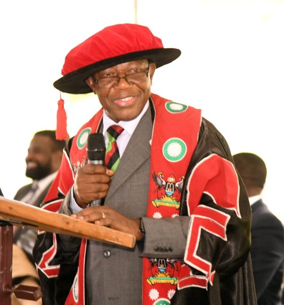 Prof. Buyinza Mukadasi, the Acting Deputy Vice-Chancellor (Academic Affairs)/Academic Registrar, delivers his remarks at the Freedom Square. Freshers Orientation for Academic Year 2024/2025, 5th August 2024. Freedom Square, Makerere University, Kampala Uganda, East Africa.