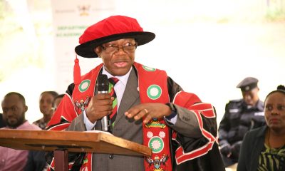 The Acting Deputy Vice Chancellor (Academic Affairs), Prof. Buyinza Mukadasi addresses Freshers at the 2024/2025 Orientation on 5th August 2024. Freedom Square, Makerere University, Kampala Uganda, East Africa.