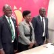 Left to Right: Prof. Barnabas Nawangwe, Prof. Gorettie Nabanoga and Prof. Kenneth Matengo pose for a group photo after signing the MoU on 13th August 2024. Renewal of Memorandum of Understanding (MoU) between Makerere University and University of Namibia (UNAM) on 13th August 2024 on the sidelines of the Second RUFORUM Triennial Conference hosted by the Government of Namibia and RUFORUM member Universities in Namibia, 12-16 August, 2024, Windhoek under the theme “Operationalising Higher Agricultural Education and Research Ecosystems for Innovation, Industrialisation, and Economic Development in Africa: A Call for Action.