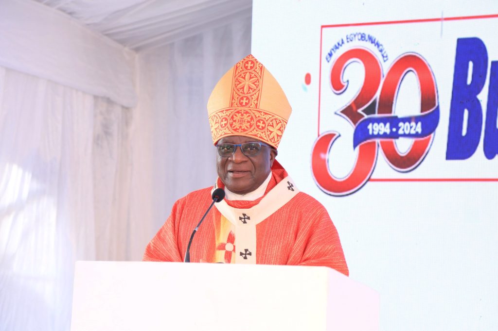 The Archbishop of Kampala, His Grace Paul Ssemogerere leads the thanksgiving Mass. #BukeddeAt30 Celebration Mass, Vision Group Headquarters, Plot 19-21, First Street, Industrial Area, Kampala Uganda, East Africa.