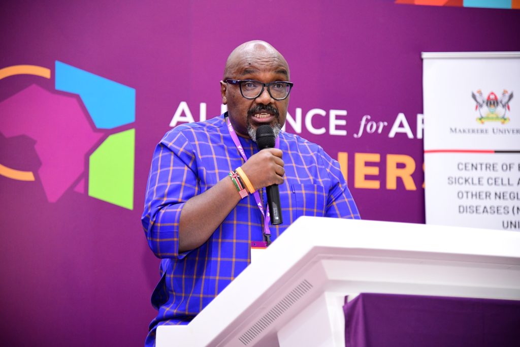 Prof. Mwenda Ntarangwi delivers the closing remarks at the AAP Dialogue. Alliance for African Partnership (AAP) of Michigan State University (MSU) Annual Consortium Meeting. Hosted by Makerere University in the School of Public Health Conference Hall, Kampala Uganda, East Africa 9th-11th September 2024.