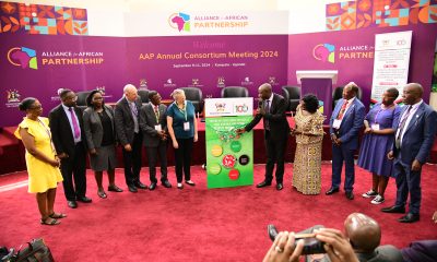 Mr. Muzamil Mukwatampola cuts the tape to officially launched the Centre of Excellence for Sickle Cell Anemia and Other Neglected Tropical Diseases at the Alliance for African Partnership (AAP) of Michigan State University (MSU) Annual Consortium Meeting Launch on 9th September 2024. Alliance for African Partnership (AAP) of Michigan State University (MSU) Annual Consortium Meeting. Hosted by Makerere University in the School of Public Health Conference Hall, Kampala Uganda, East Africa 9th-11th September 2024.