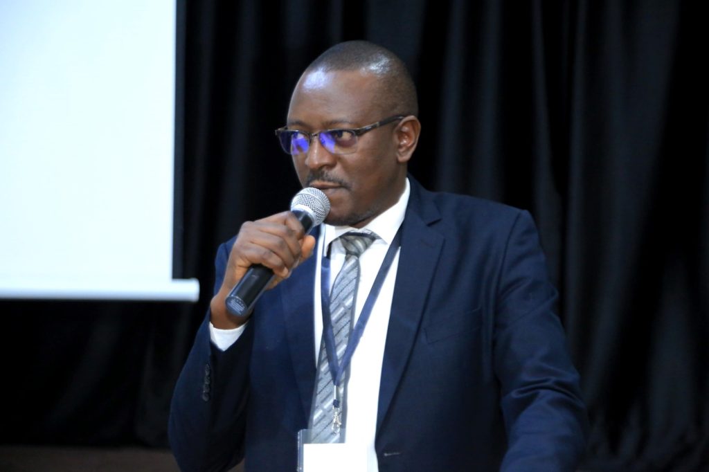 Dr. Cassius Aruho from the Aquaculture Research and Development Center, Kajjansi delivers a presentation on the role of NARO in promoting the fisheries sector in Uganda. Funded to the tune of 7 million euros by the European Commission within the Horizon 2020 programme, and led by Alma Mater Studiorum – University of Bologna (Italy), FoodLAND project Research Dissemination for Wakiso District, 29th July 2024, School of Food Technology, Nutrition and Bioengineering, Conference Hall, Makerere University, Kampala Uganda, East Africa.