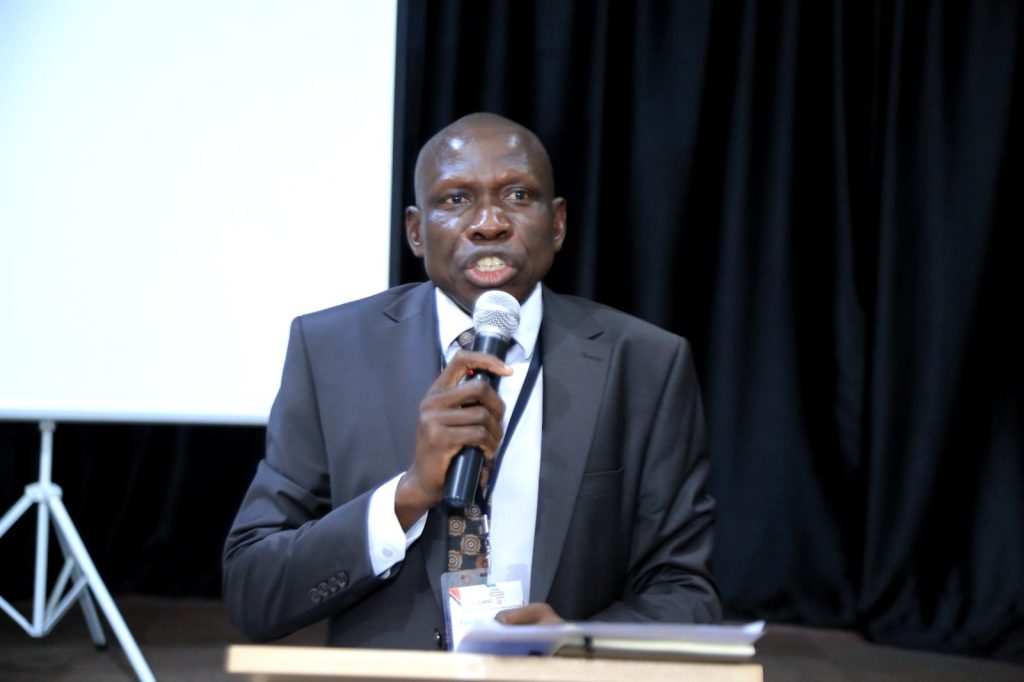 NARO Deputy Director General, Dr Sadik Kassim delivering his remarks. Funded to the tune of 7 million euros by the European Commission within the Horizon 2020 programme, and led by Alma Mater Studiorum – University of Bologna (Italy), FoodLAND project Research Dissemination for Wakiso District, 29th July 2024, School of Food Technology, Nutrition and Bioengineering, Conference Hall, Makerere University, Kampala Uganda, East Africa.