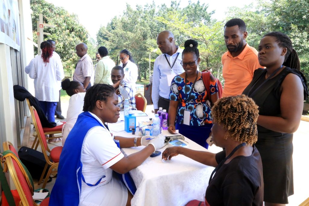 Participants during the clinical screening session. Funded to the tune of 7 million euros by the European Commission within the Horizon 2020 programme, and led by Alma Mater Studiorum – University of Bologna (Italy), FoodLAND project Research Dissemination for Wakiso District, 29th July 2024, School of Food Technology, Nutrition and Bioengineering, Conference Hall, Makerere University, Kampala Uganda, East Africa.