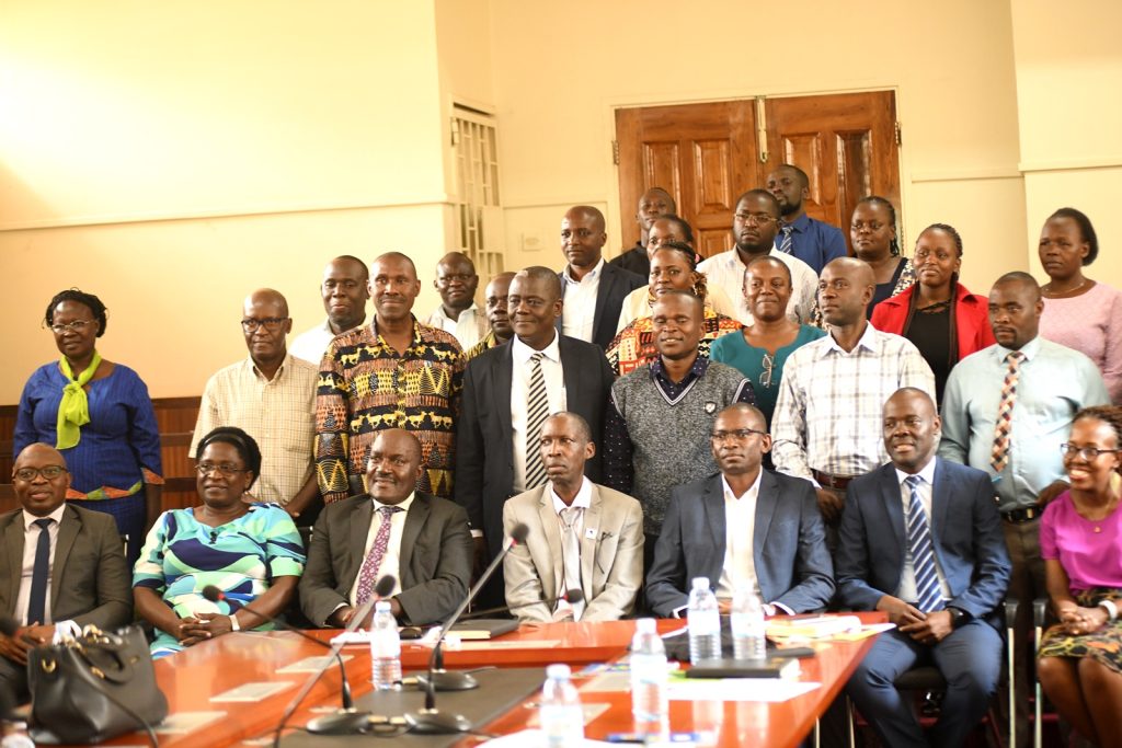 Participants pose for a group photo at the event. Government of Uganda through the Makerere University Research and Innovations Fund (Mak-RIF)-funded project to develop a set of competencies to guide graduate secondary school teachers in Uganda, focusing on effectively teaching students under the new lower secondary curriculum, Research Dissemination, 12th September 2024, College of Education and External Studies (CEES), Kampala Uganda, East Africa.