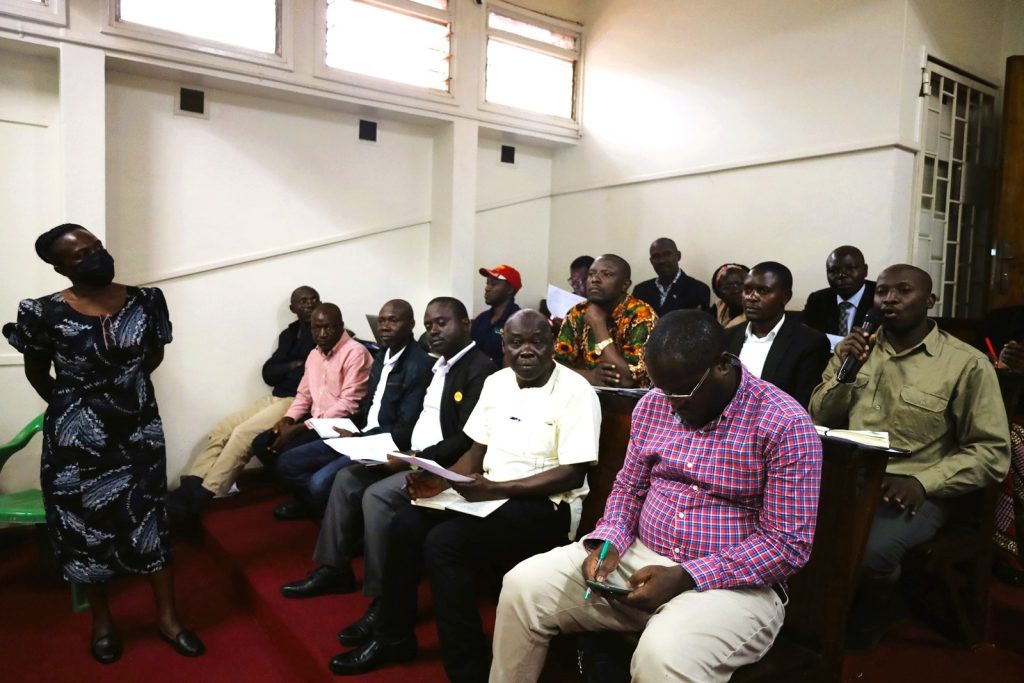 Dr. Nambi Rebecca (Standing) with some of the participants. School of Education, Department of Languages at Makerere University, Kampala Uganda, East Africa, workshop aimed at enhancing the research skills of PhD students “Moving from Raw Data to Reporting Findings in Educational Research,” 30th August 2024.