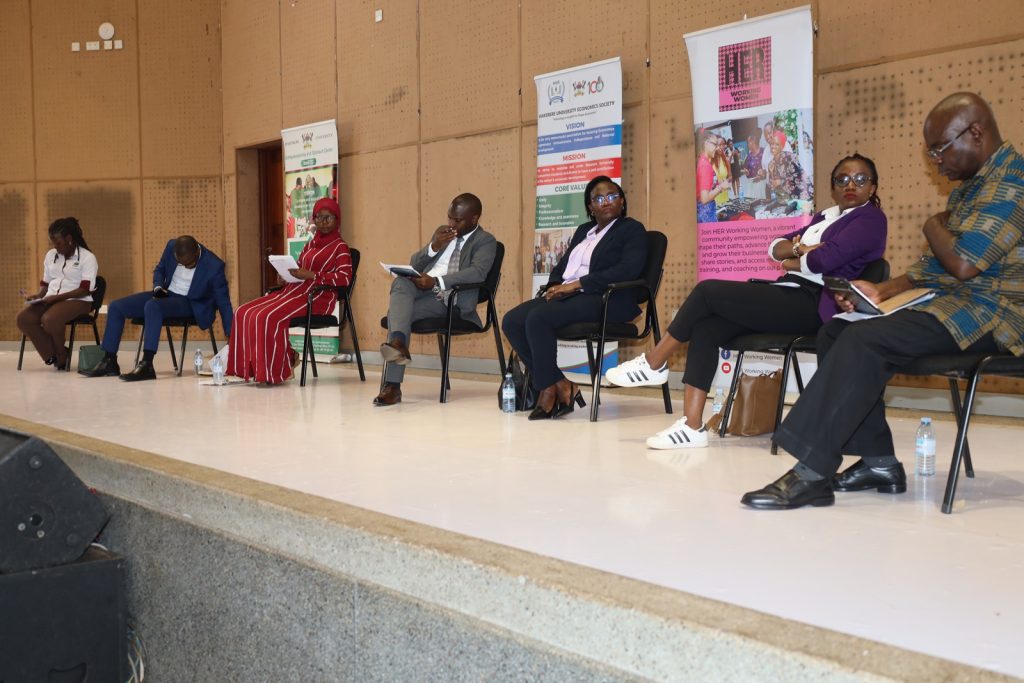 Panelists engage with the audience during the session. College of Business and Management Sciences (CoBAMS), Career Guidance Day, September 6th, 2024, under the theme, "Navigating Your Future Career Choices: Preparing for the Evolving Job Market", Yusuf Lule Central Teaching Facility Auditorium, Makerere University, Kampala Uganda, East Africa.