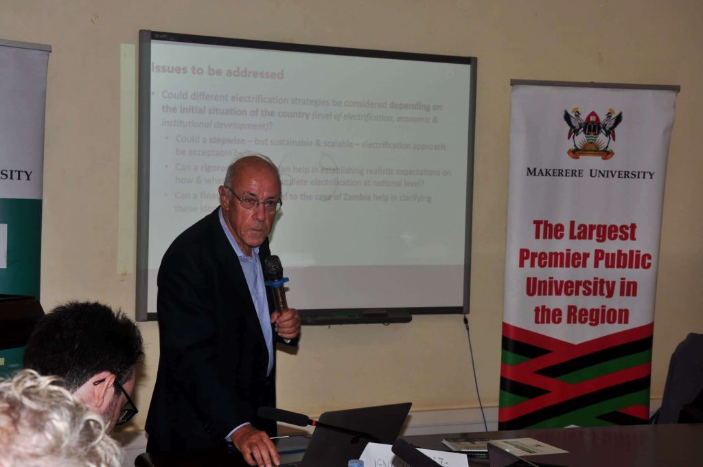 Prof. Ignacio Pérez-Arriaga addresses participants during the policy dialogue. College of Business and Management Sciences (CoBAMS) three-day policy dialogue on extending mini-grids to rural areas across Africa, with a focus on ensuring reliable, low-cost electricity with the African School of Regulation (ASR), 10th-12th September 2024, Yusuf Lule Central Teaching Facility, Makerere University, Kampala Uganda, East Africa.