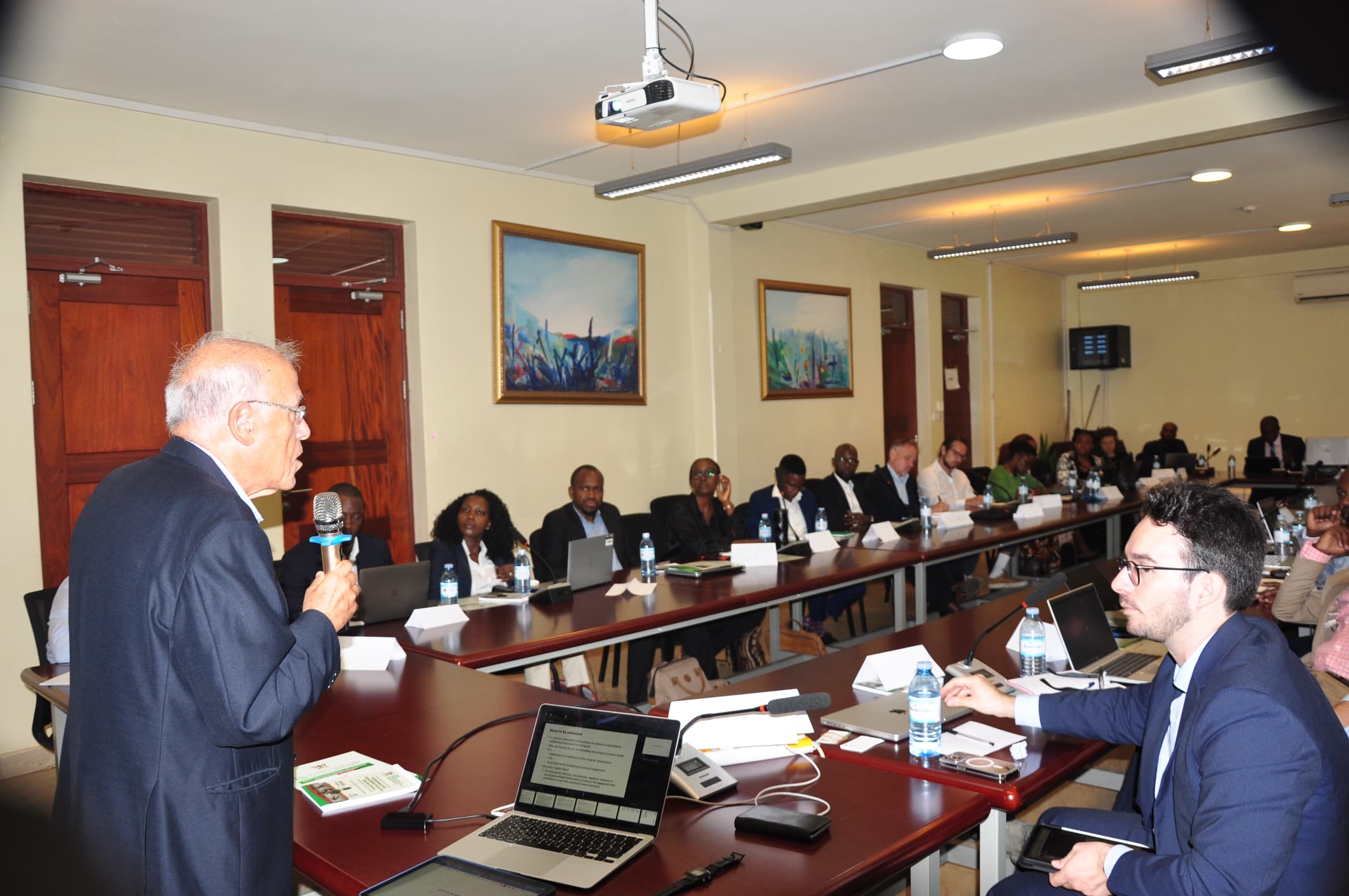 Prof. Ignacio Pérez-Arriaga addresses participants during the policy dialogue. College of Business and Management Sciences (CoBAMS) three-day policy dialogue on extending mini-grids to rural areas across Africa, with a focus on ensuring reliable, low-cost electricity with the African School of Regulation (ASR), 10th-12th September 2024, Yusuf Lule Central Teaching Facility, Makerere University, Kampala Uganda, East Africa.