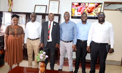 L-R: Dr. Kavuma, Dr. Kintu, Prof. Bbaale, Mr. Agaba, Mr. Ssebuyiira and Mr. Okello. Delegation from the Uganda Revenue Authority (URA), led by Mr. Okello Joseph, visit to the College of Business and Management Sciences (CoBAMS), Makerere University, Kampala Uganda, East Africa, 6th September 2024.