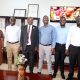 L-R: Dr. Kavuma, Dr. Kintu, Prof. Bbaale, Mr. Agaba, Mr. Ssebuyiira and Mr. Okello. Delegation from the Uganda Revenue Authority (URA), led by Mr. Okello Joseph, visit to the College of Business and Management Sciences (CoBAMS), Makerere University, Kampala Uganda, East Africa, 6th September 2024.