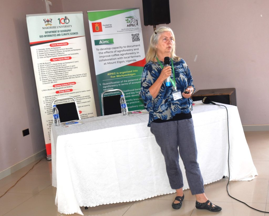 The Project PI, Dr Anne Mette Lykke briefed participants on ethics and the rules governing the DANIDA AfPEC Grant. College of Agricultural and Environmental Sciences (CAES), Makerere University, Kampala Uganda, East Africa, DANIDA-funded Agroforestry for People, Ecosystems and Climate Change (AfPEC) project (March 2024-April 2029) focusing on Mt. Elgon Highlands in Eastern Uganda Inception Meeting in Mbale City, 25th-26th September 2024.