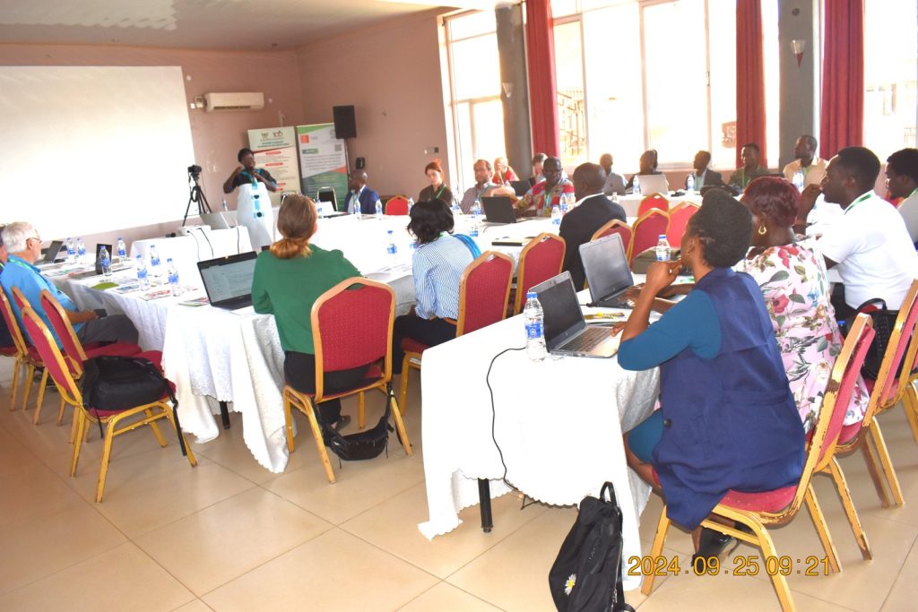 Participants following the proceedings of the workshop. College of Agricultural and Environmental Sciences (CAES), Makerere University, Kampala Uganda, East Africa, DANIDA-funded Agroforestry for People, Ecosystems and Climate Change (AfPEC) project (March 2024-April 2029) focusing on Mt. Elgon Highlands in Eastern Uganda Inception Meeting in Mbale City, 25th-26th September 2024.