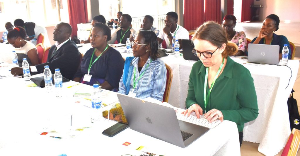 Participants following proceedings of the workshop at Wash & Wills Hotel, Mbale City. College of Agricultural and Environmental Sciences (CAES), Makerere University, Kampala Uganda, East Africa, DANIDA-funded Agroforestry for People, Ecosystems and Climate Change (AfPEC) project (March 2024-April 2029) focusing on Mt. Elgon Highlands in Eastern Uganda Inception Meeting in Mbale City, 25th-26th September 2024.