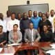 Participants posing for a group photo with the Centre Director Edward Bbale (Front Row 3rd Left) after the opening ceremony. Environment for Development (EfD) Mak Centre Specialized Training aimed at enhancing 30 researchers' and graduate students' skills in research co-creation, science communication, and policy engagement, 15th October 2024, Yusuf Lule Central Teaching Facility, Makerere University, Kampala Uganda, East Africa.