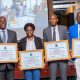 The four MakSPH Staff inducted into the UNAS Fellowship on 1st November 2024 from Left to Right: Dr. Fredrick Edward Makumbi, Dr. Victoria Nankabirwa, Dr. David Musoke and Professor David Guwatudde. Four Makerere University School of Public Health (MakSPH) faculty induction into the 2024 Uganda National Academy of Sciences (UNAS) fellowship, 1st November 2024, Four Points by Sheraton, Kampala Uganda, East Africa.