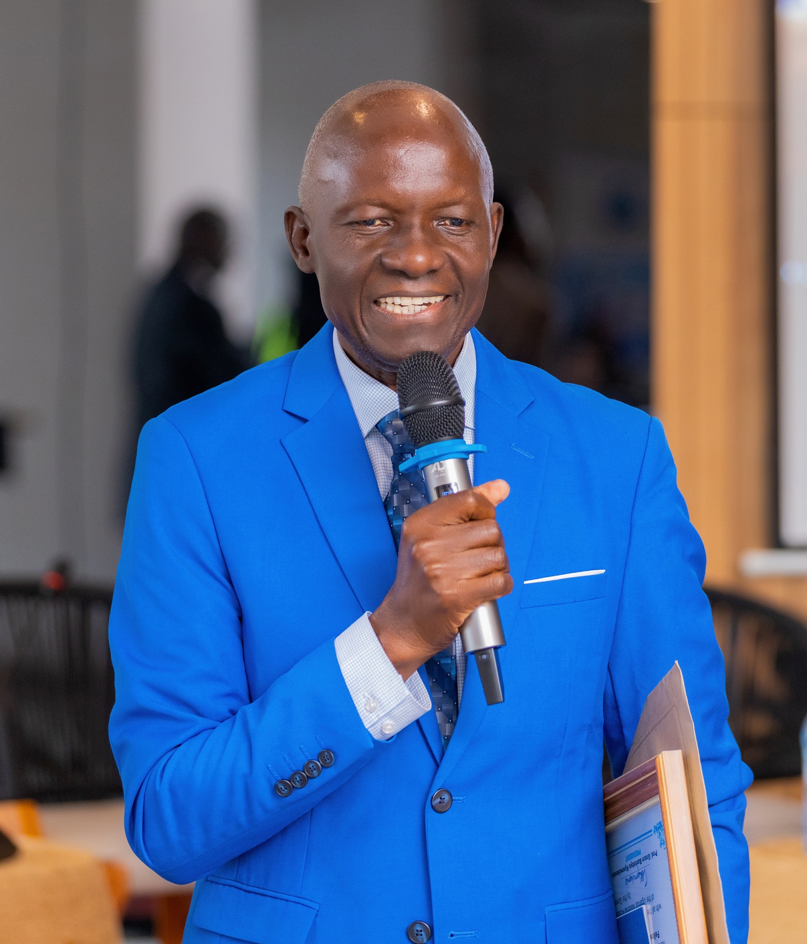 Professor Guwatudde delivers his appreciation message after being inducted a FUNAS. Four Makerere University School of Public Health (MakSPH) faculty induction into the 2024 Uganda National Academy of Sciences (UNAS) fellowship, 1st November 2024, Four Points by Sheraton, Kampala Uganda, East Africa.