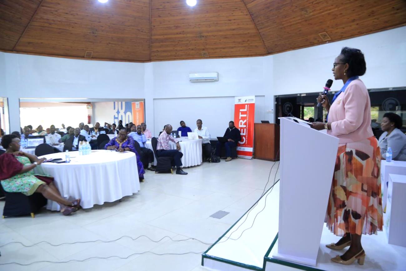 The Chairperson of Makerere University Council, Mrs. Lorna Magara officiating at the opening of the conference. Makerere University College of Humanities and Social Sciences (CHUSS) Centre of Excellence in Research, Teaching and Learning (CERTL) International Conference, Fairway Hotel, Kampala Uganda, East Africa. 14th November 2024.