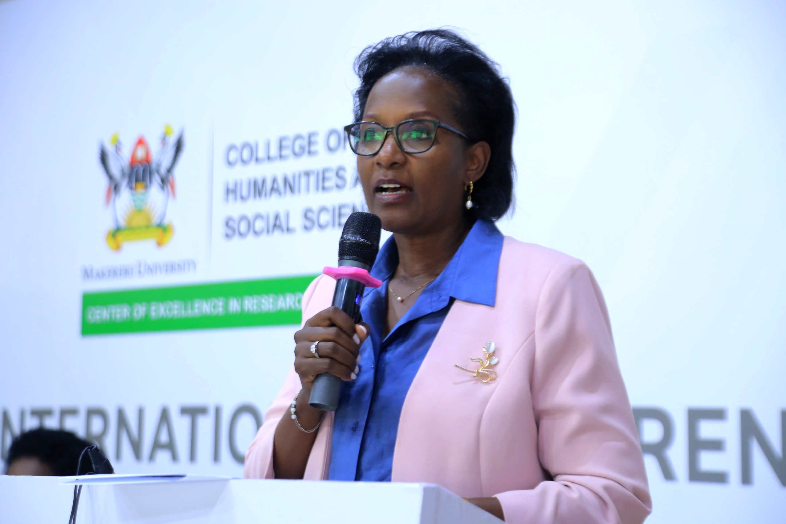 The Chairperson of Makerere University Council, Mrs. Lorna Magara officiating at the opening of the conference. Makerere University College of Humanities and Social Sciences (CHUSS) Centre of Excellence in Research, Teaching and Learning (CERTL) International Conference, Fairway Hotel, Kampala Uganda, East Africa. 14th November 2024.