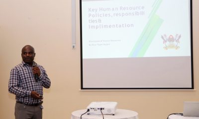 Makerere University’s Chief Human Resource Officer, Deus Tayari Mujuni makes his presentation on 2nd November 2024. Makerere University College of Humanities and Social Sciences (CHUSS) Staff Retreat, 1st-2nd November 2024, Nican Resort Hotel, Seguku Entebbe Road, Kampala Uganda, East Africa.