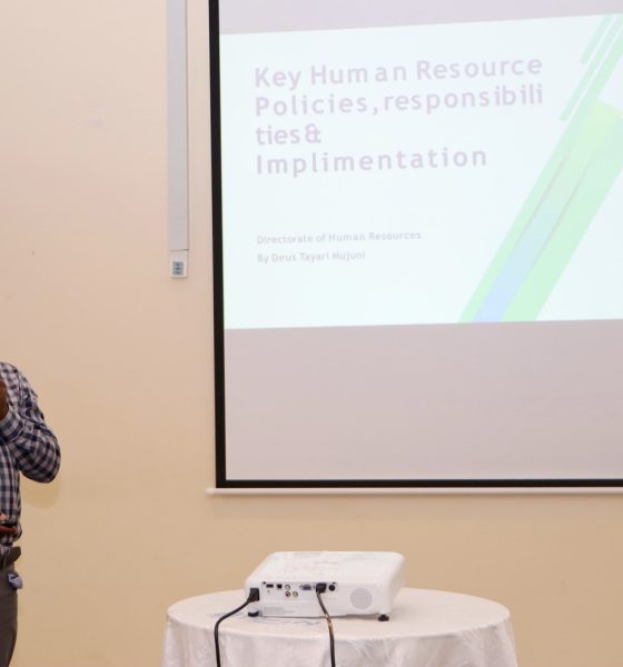 Makerere University’s Chief Human Resource Officer, Deus Tayari Mujuni makes his presentation on 2nd November 2024. Makerere University College of Humanities and Social Sciences (CHUSS) Staff Retreat, 1st-2nd November 2024, Nican Resort Hotel, Seguku Entebbe Road, Kampala Uganda, East Africa.