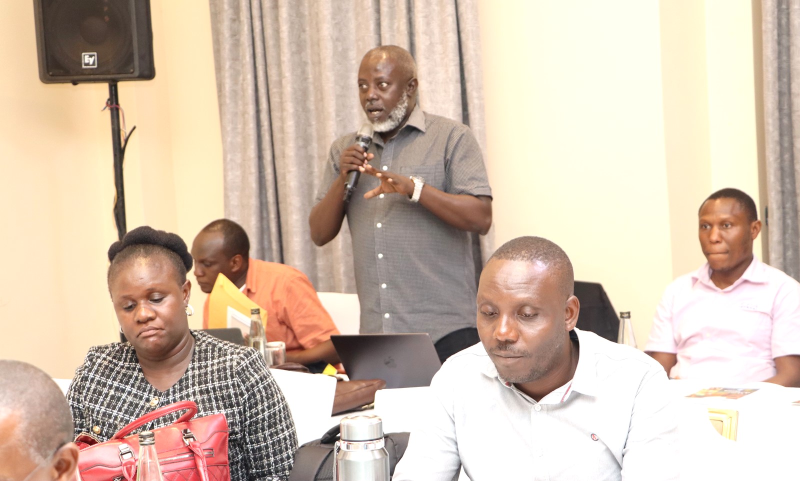 Head Department of Literature Dr. Edgar Nabutanyi contributing to the discussion. Makerere University College of Humanities and Social Sciences (CHUSS) Staff Retreat, 1st-2nd November 2024, Nican Resort Hotel, Seguku Entebbe Road, Kampala Uganda, East Africa.