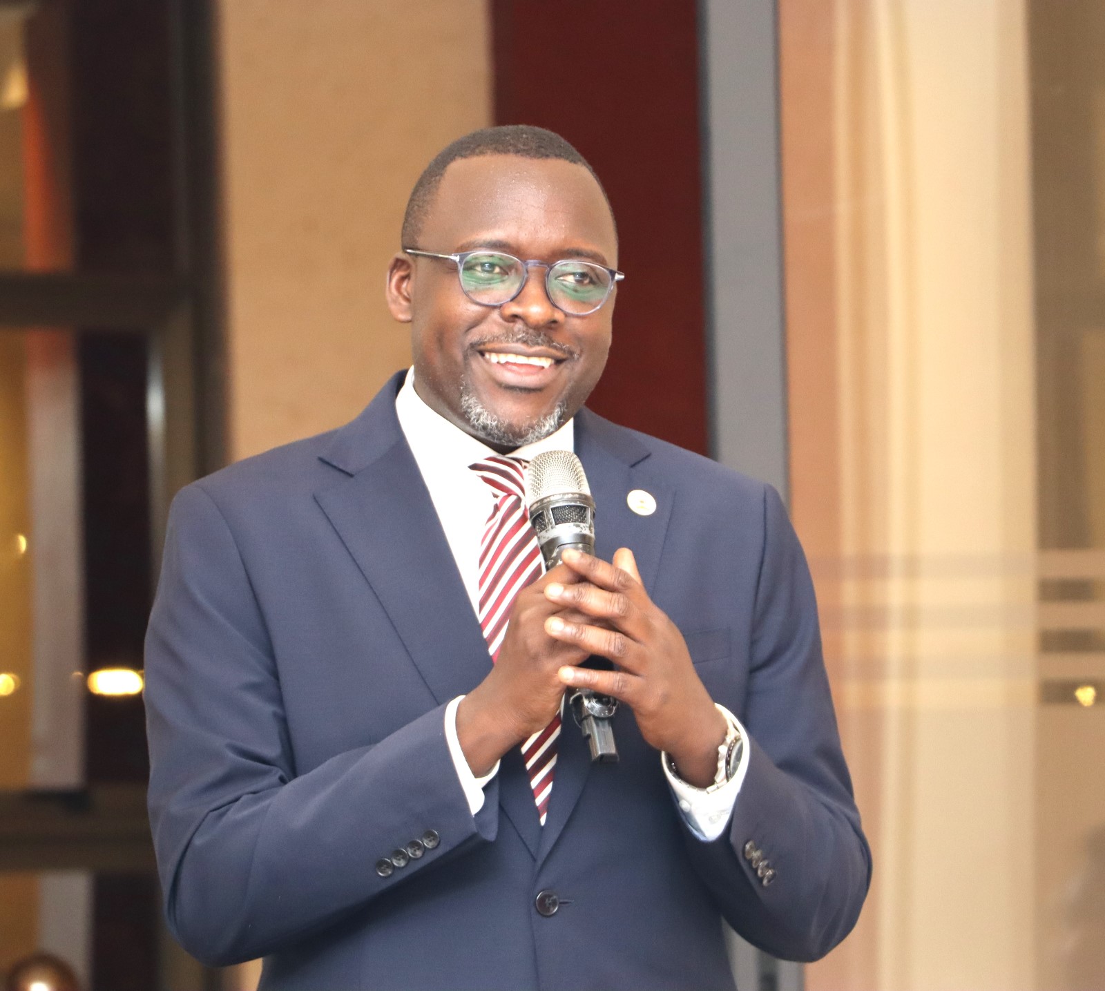 Mr. Yusuf Kiranda speaking to CHUSS management and other staff at Nican Resort. Makerere University College of Humanities and Social Sciences (CHUSS) Staff Retreat, 1st-2nd November 2024, Nican Resort Hotel, Seguku Entebbe Road, Kampala Uganda, East Africa.