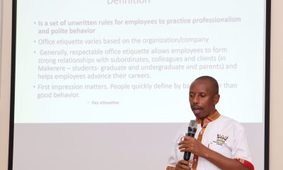 Dr. Gilbert Gumoshabe leads the session on Office Etiquette at the CHUSS Retreat. Makerere University College of Humanities and Social Sciences (CHUSS) Staff Retreat, 1st-2nd November 2024, Nican Resort Hotel, Seguku Entebbe Road, Kampala Uganda, East Africa.