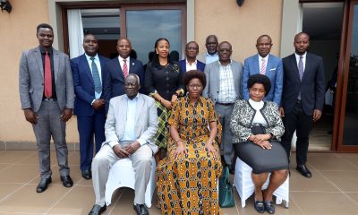 The Minister, Hon. Judith Nabakooba joined participants of the stakeholder engagement for a photo. College of Business and Management Sciences (CoBAMS), Makerere University inception workshop of the "Land Market, Use Patterns, and Relations in Uganda" study, 6th November 2024, Mestil Hotel, Kampala Uganda, East Africa.